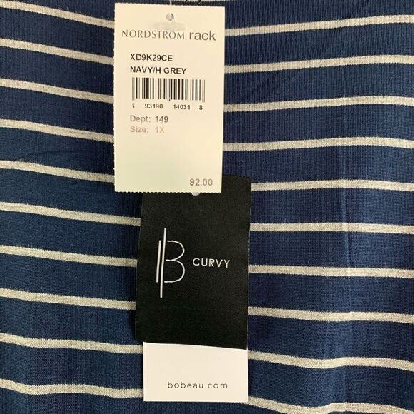 Bobeau Celeste navy and grey smocked waist dress NWT - Picture 6 of 8